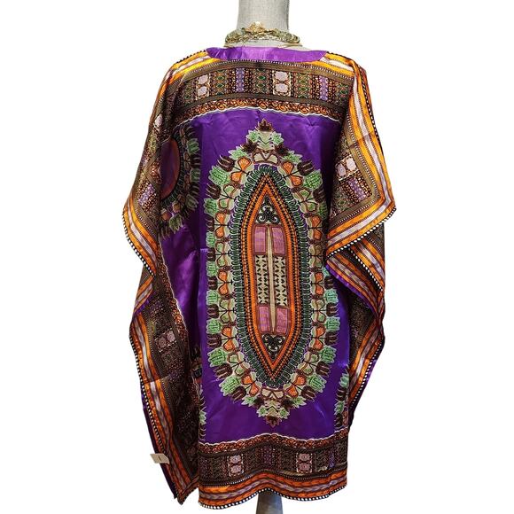 Womens Short Kaftan Bright Colorful Party Beach Vacation Whimsy Y2K - Picture 3 of 9